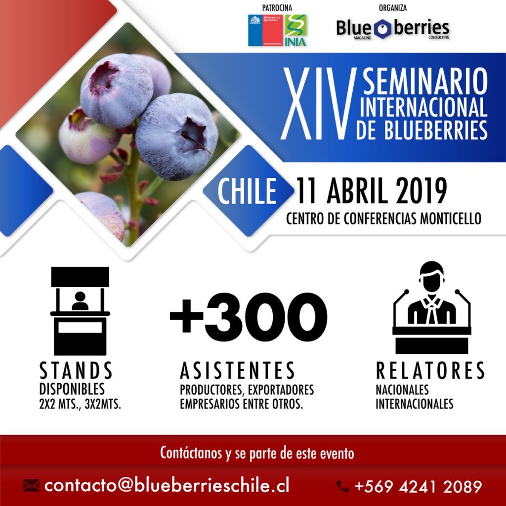 11 de abril: todo listo para el XIV seminario internacional “Blueberries Chile 2019”