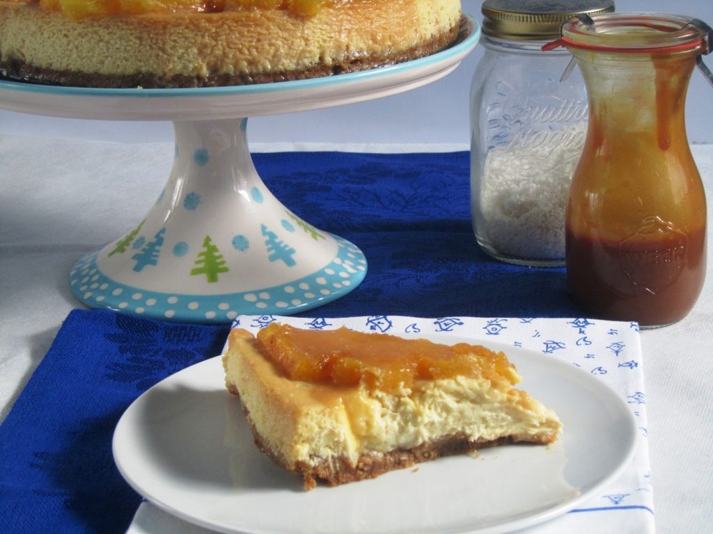 Tarta de queso fría con caramelo
