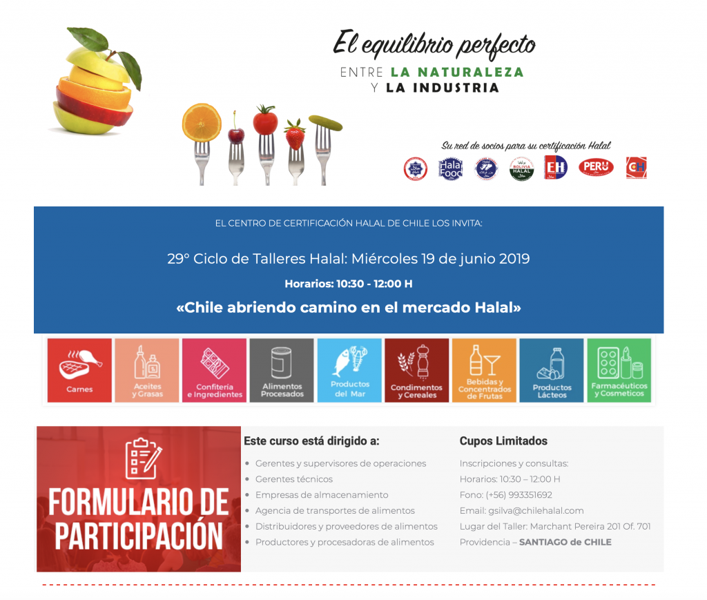 29° Ciclo de Talleres Halal en Santiago de Chile 19 de junio 2019